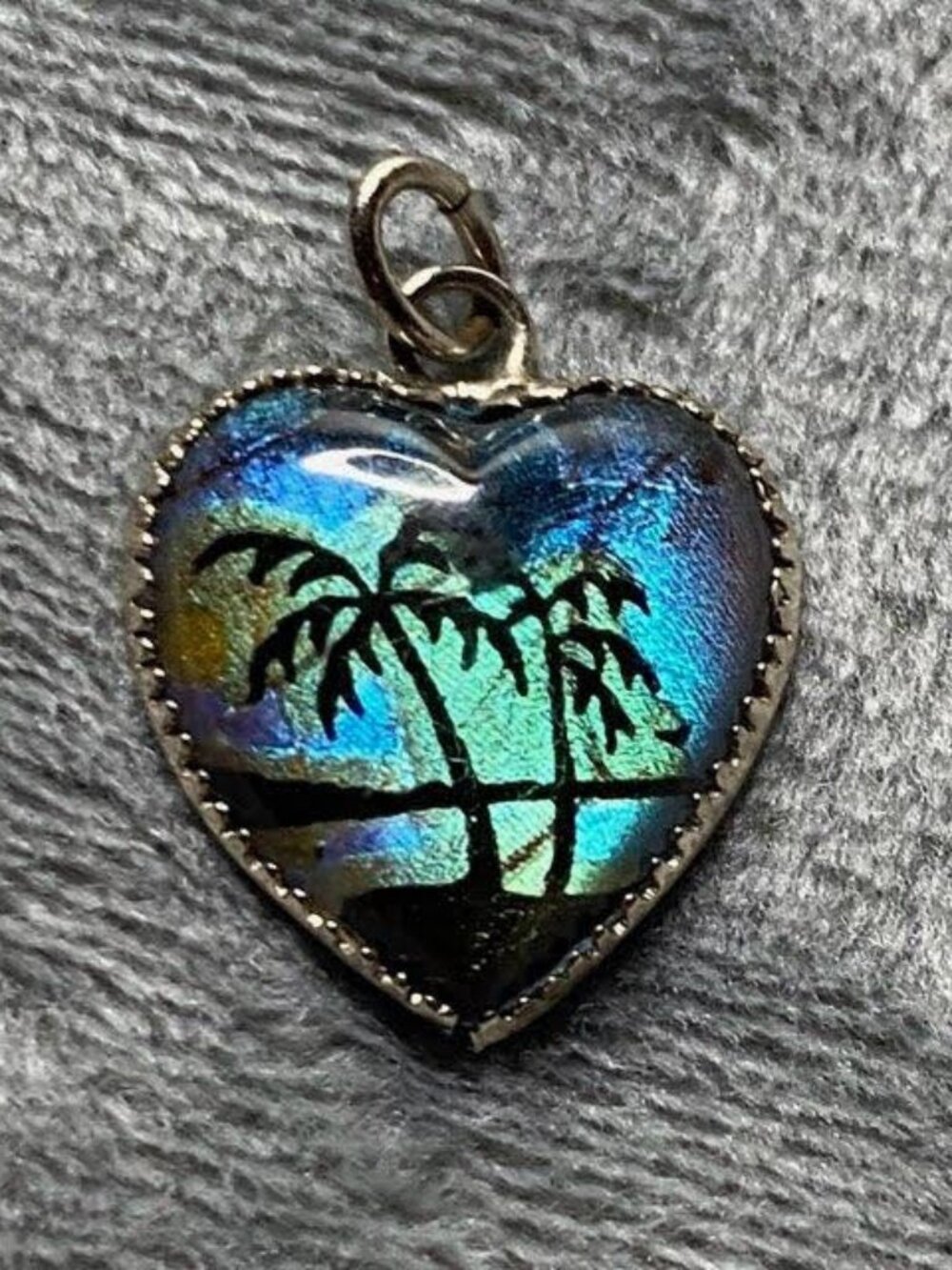 Vintage Deco 1930 Morpho Butterfly Wing Silver Pendant From Real Butterfly Wing